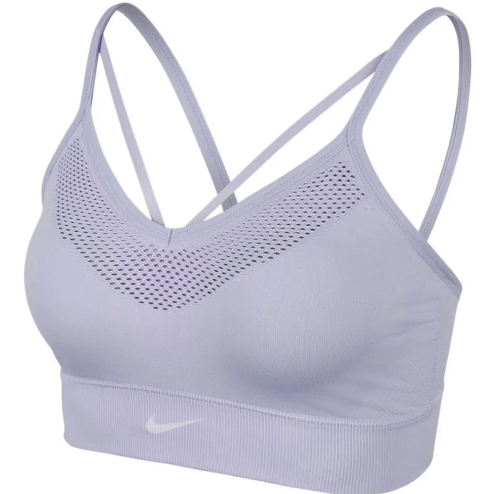 Nike Sports Bra Seamless Light Impact Yoga Pilates Lounge Lavender Purple Dawn